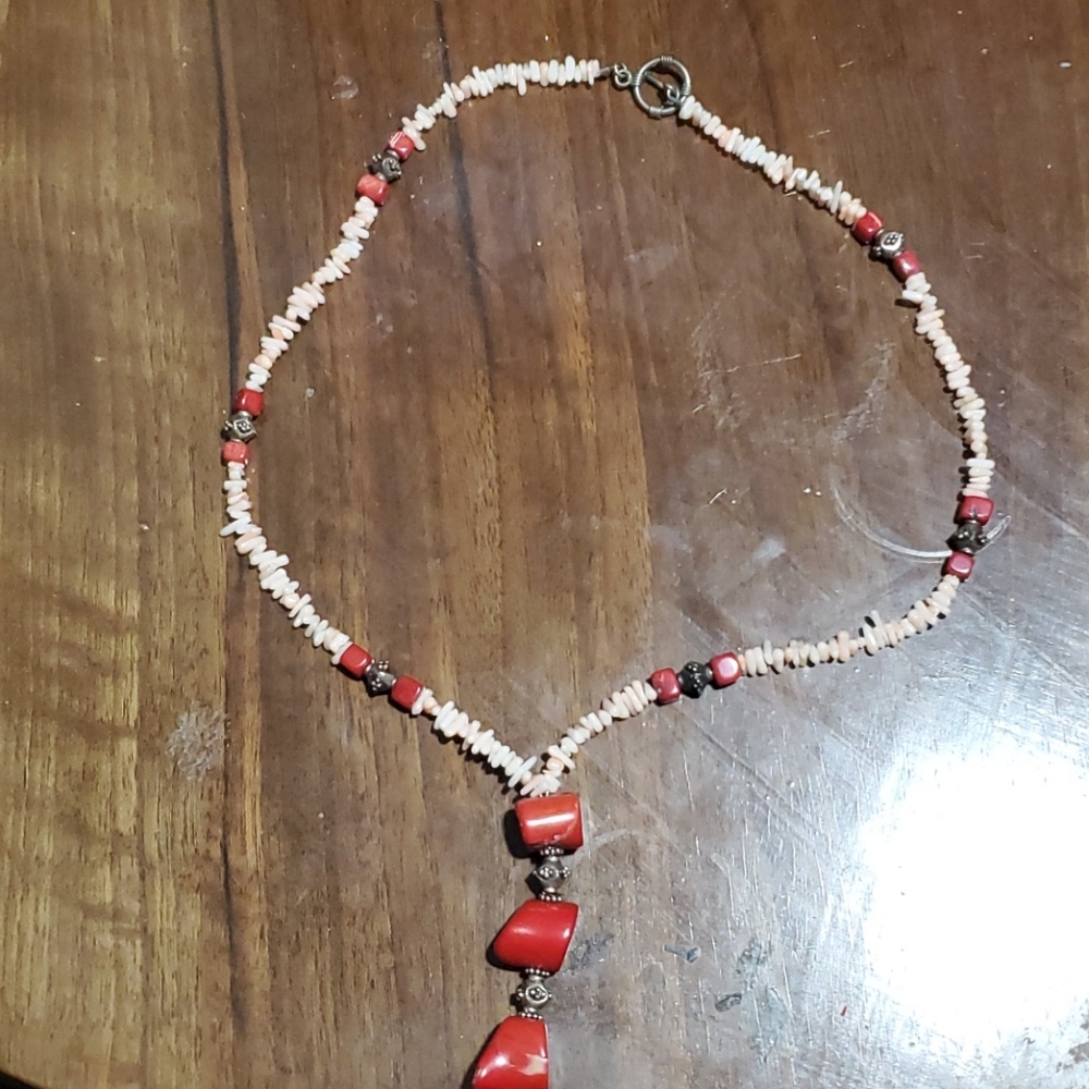 Pink and red coral necklace